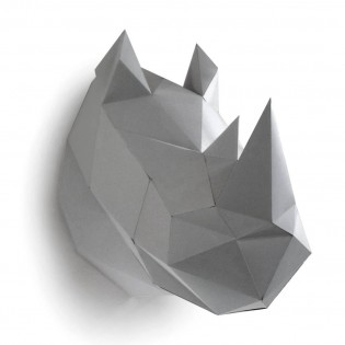Kit de pliage papier trophée Rhinocéros gris - Trophée papier assembli