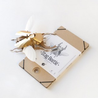 Kit de pliage papier Stag beetle doré - Trophée assembli