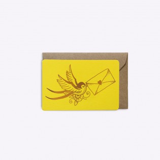 Mini carte Love Letter jaune - Editions du Paon