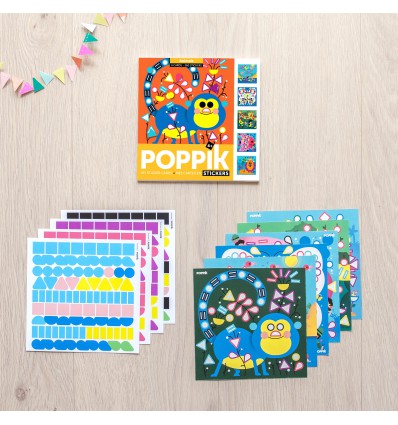 6 cartes stickers Animaux - Poppik