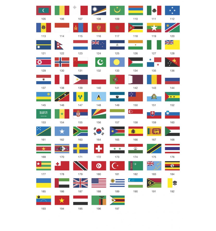 Poster plastifié grand format de la carte des pays du monde et leurs  drapeaux à afficher dans les salles de classe.