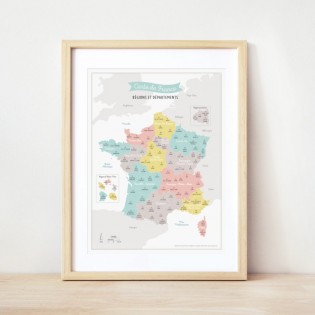 Affiche Carte de France Nouvelles Régions - Zü (ZU)