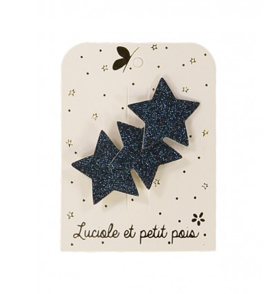 Barrette 3 étoiles bleues - Luciole et Petit Pois