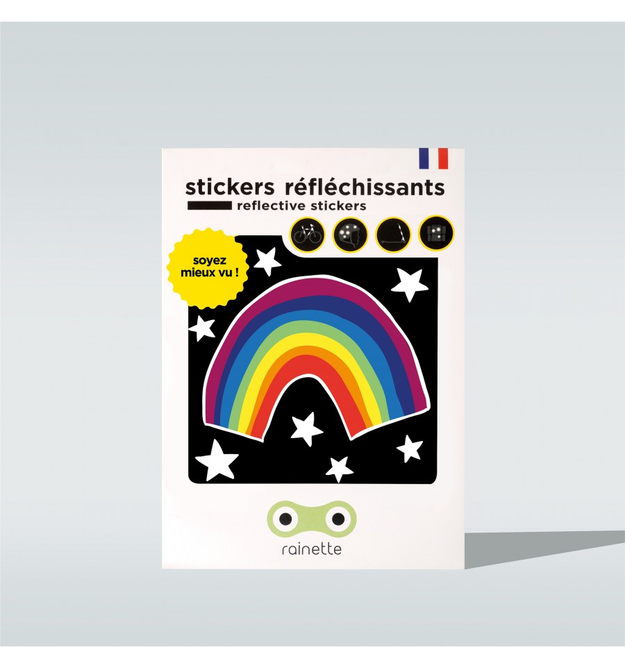 Stickers rétro réfléchissant licorne couleur arc en ciel