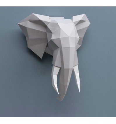 Kit de pliage papier trophée Eléphant gris - Assembli