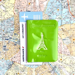 Protège passeport vinyle vert