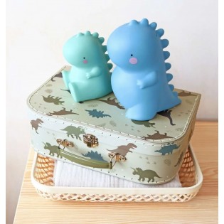 Valise en carton Dinosaures Kaki (L) - A little lovely company