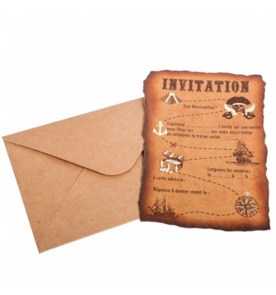 Set de 8 invitations Pirate - Artyfete