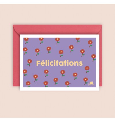 Carte Félicitations fleurs rouges - Ma petite vie