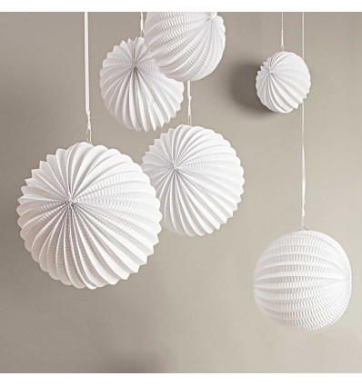 Set de 3 lampions blancs en papier - RIco Design