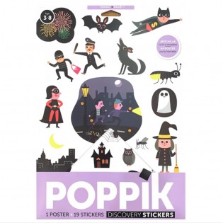 Mini poster & stickers Boo Halloween - Poppik