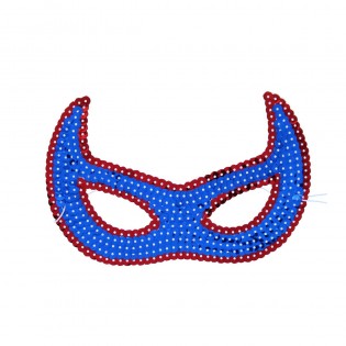 Masque Super Héros sequin bleu contour rouge