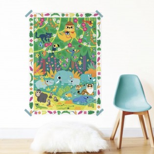 Poster créatif Jungle 150 stickers - Poppik