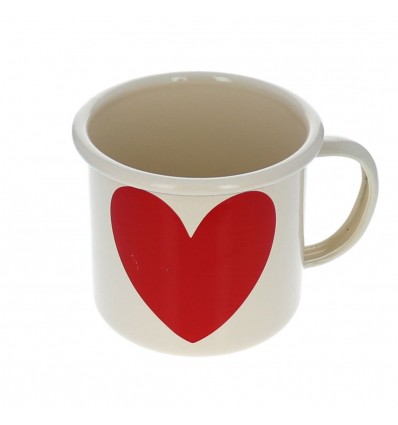 Mug tasse émaillée coeur rouge