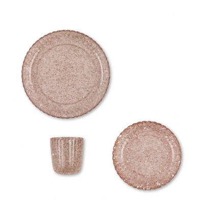 Set vaisselle rose à paillettes - Konges Slojd