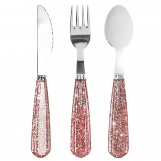 Set de 3 couverts Rose Pailleté - Konges Slojd