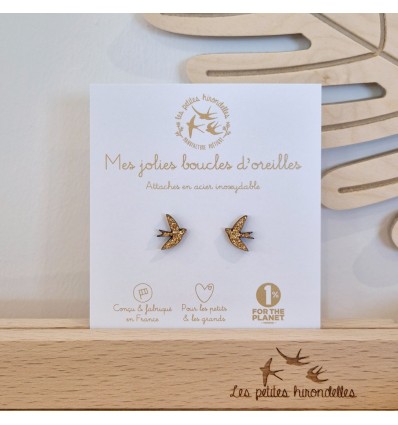 Boucles d'oreilles hirondelles dorées - Les Petites Hirondelles