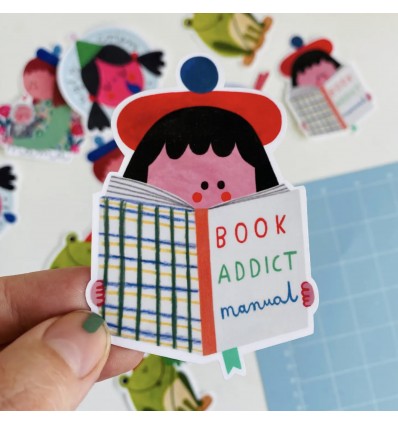 Autocollant livre "book addict manual" - Daria Solak illustrations