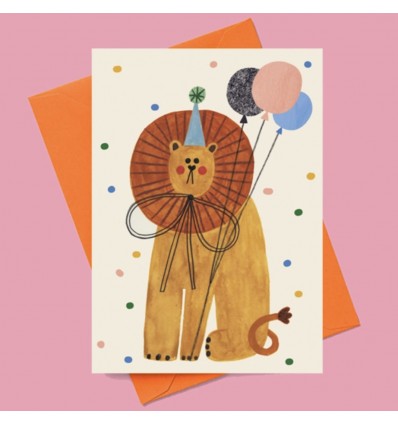 Carte Lion en fête - Daria Solak Illustrations