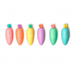 6 surligneurs carottes multicolores - Legami